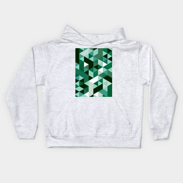 Distorted Geometric Art in Greens Kids Hoodie by OneThreeSix